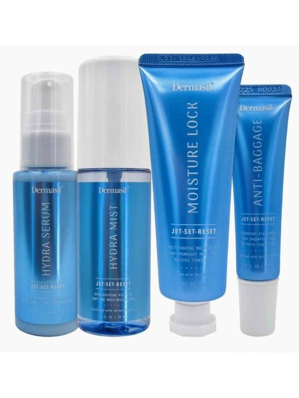 Dermasil Jet-Set-Reset Skincare Set With Moisturizer Hydra Mist Hydra Serum